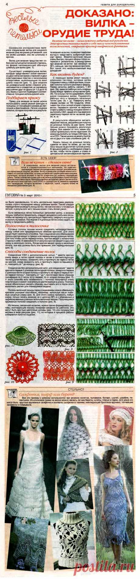 Вязание на вилке