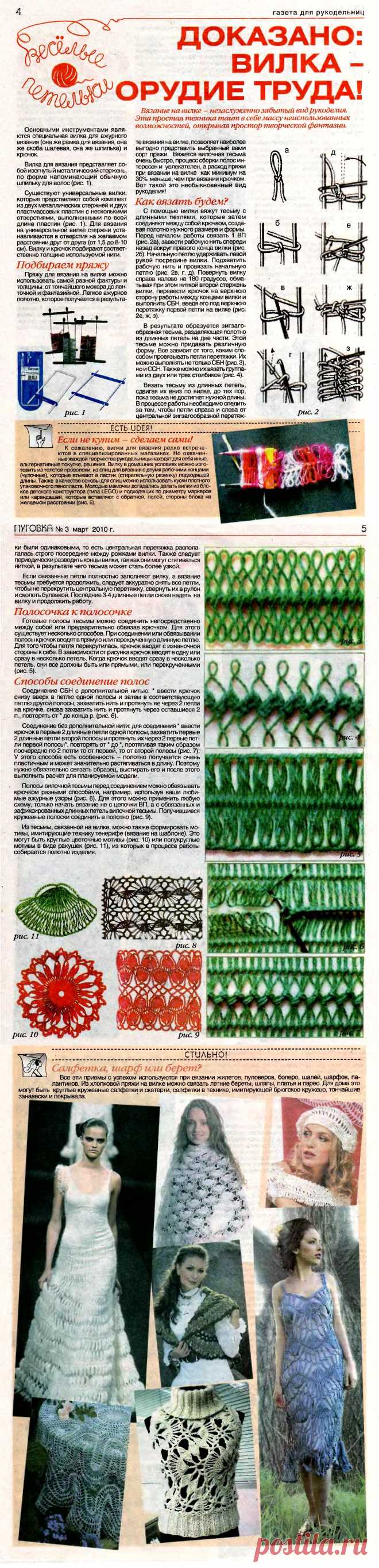 Вязание на вилке