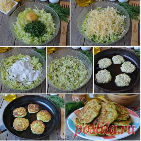 КАБАЧКОВЫЕ ОЛАДЬИ С СЫРОМ И ЗЕЛЕНЬЮ

Ингредиенты:
Кабачок — 1 Штука
Сыр твердый — 100 Грамм
Яйцо — 1 Штука
Укроп — 1 Пучок
Мука — 3 Ст. ложки
Соль — По вкусу
Перец черный молотый — По вкусу
Растительное масло — По вкусу (для жарки)

Как приготовить:

1. Подготовьте продукты. Вымойте кабачок, срежьте кончики. Зелень сполосните, порежьте мелко. Натрите сыр на мелкой терке.
2. Кабачок натрите на крупной терке, отожмите сок.
3. Добавьте яйцо, зелень, соль, перец черный молотый...