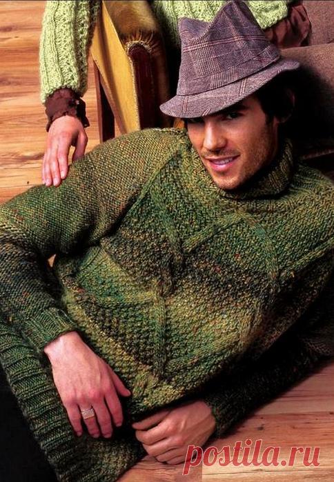 МУЖСКОЙ СВИТЕР С КОСАМИ