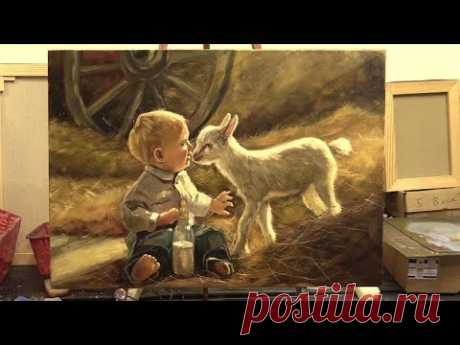 Мальчишки. Мастер-класс масляной живописи в Москве. A boy and a goat. Workshops. Allaprima