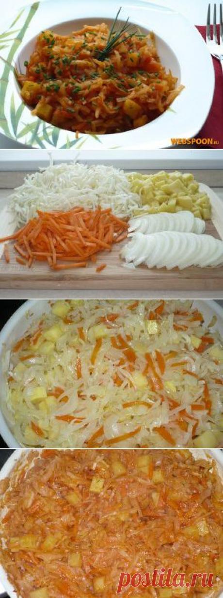 Капуста, тушёная с картофелем и томатом