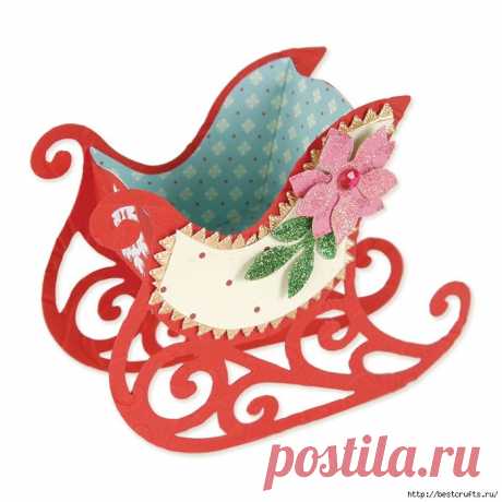 Карета для елочки и Северные олени из картона и бумаги
