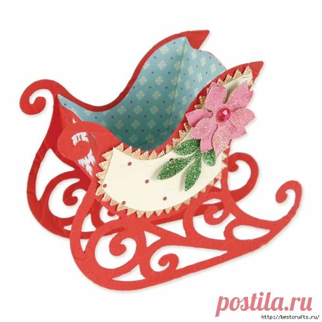 Карета для елочки и Северные олени из картона и бумаги