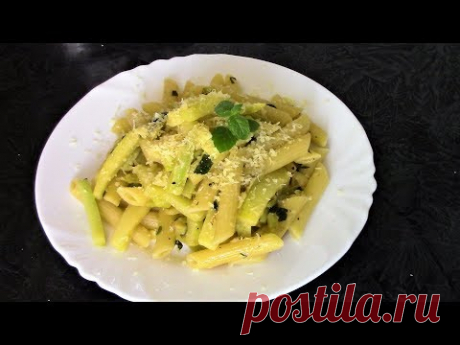 Освежающие макароны с кабачками, лимоном и мятой. Вкусное блюдо за 15 минут.