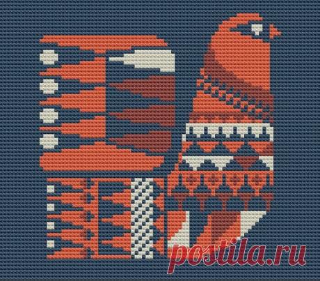 Danish Bird Cross Stitch Pattern PDF Pillow от WallflowerCushions