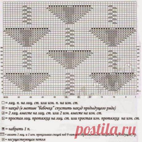 Узор Бабочка спицами