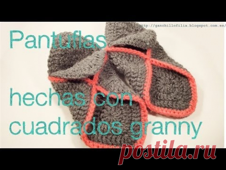 Pantuflas hechas con granny