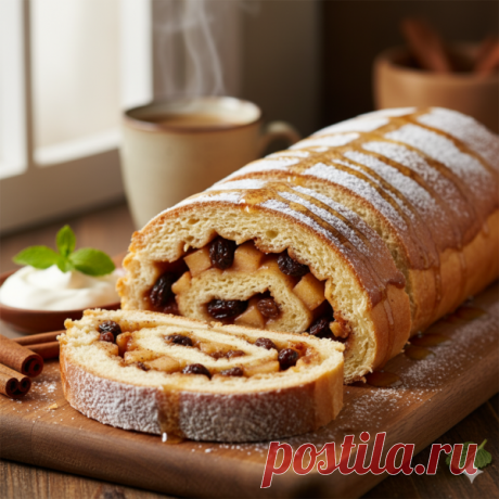 Рулет яблочный дрожжевой