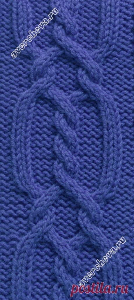 узор 336 коса из 16 петель |  каталог вязаных спицами узоров