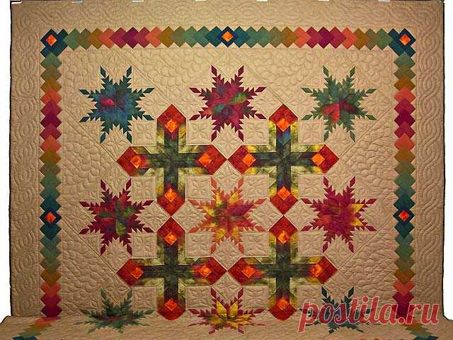 Feathered Star Quilt -- wonderful made with care Amish Quilts from Lancaster (hs5339)