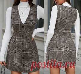 Vestido salopete chamise curto com decote V – Marlene Mukai