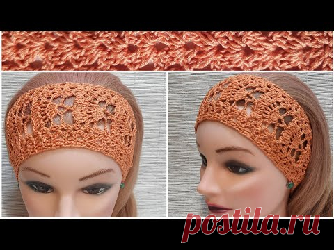 Повязка крючком  простым узором🧶❤