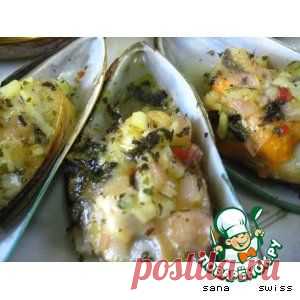 Мидии, запеченные в чесночном маринаде - кулинарный рецепт