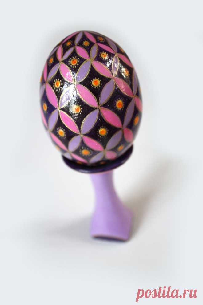 Easter egg purple painted wooden egg hand painted egg | Etsy