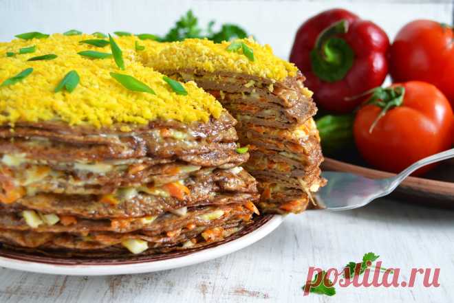 Торт из печени с морковью и кабачком рецепт с фото пошагово