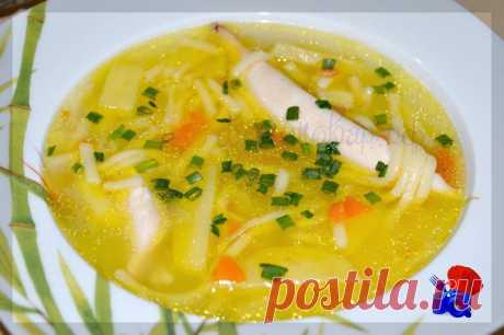 Легкий и быстрый куриный суп с лапшой