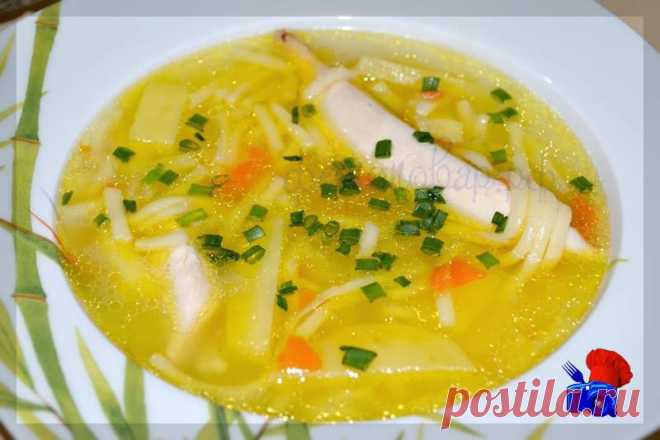 Легкий и быстрый куриный суп с лапшой