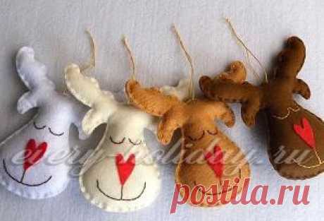Новогодние игрушки из фетра своими руками, выкройки