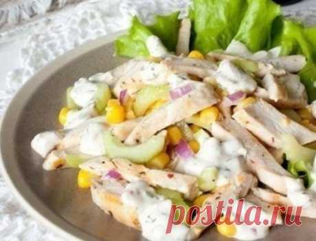 салат из курицы с огурцом и кукурузой