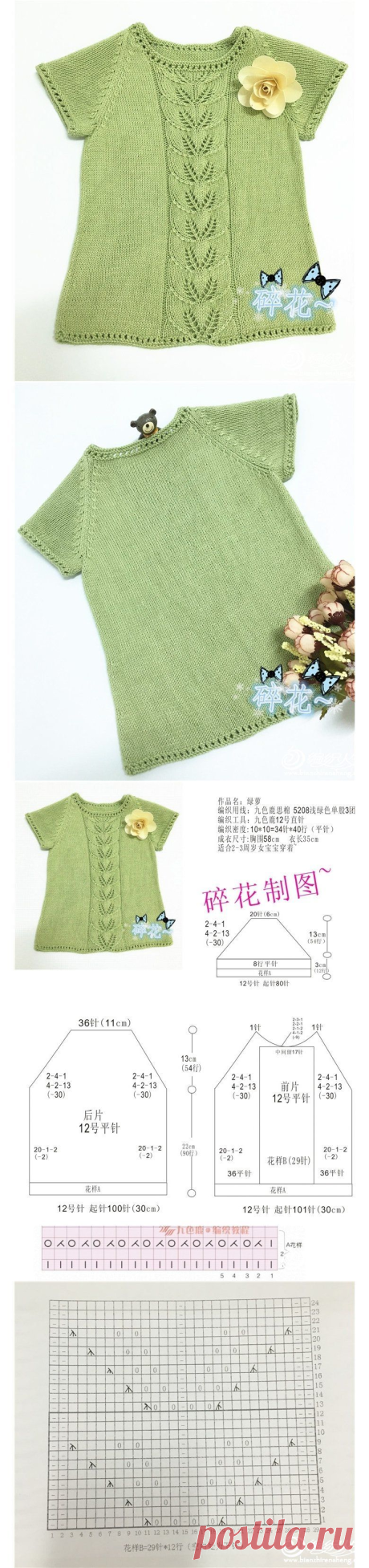 女童棒针夏季短袖衫-编织教程-编织人生