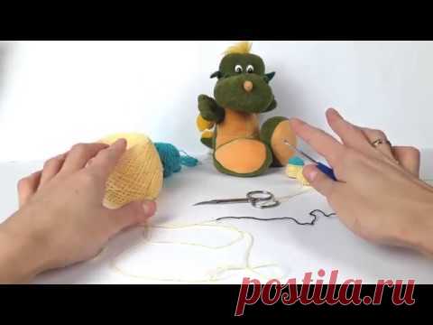 Динозавр крючком. Мастер класс. Crochet dino, crochet toys. (1 Урок. Голова, тело)