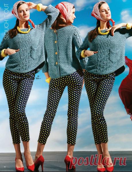 Вязание джемпера Button back, Vogue EF 2014