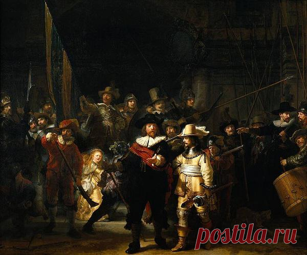 На самой знаменитой картине Рембрандта «Ночной дозор» (1642) действие на самом деле происходит не ночью, а днём! Откуда же такое название? Современный анализ слоев краски выявил, что темной картину делает слой копоти и многократное покрытие лаком. Однако, менять название уже не решились
