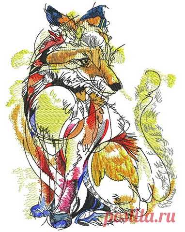 Fox in my dream embroidery design Sizes: 120 × 159 mm, 127 × 169 mm, 134 × 179 mm, 142 × 189 mm, 149 × 199 mm. Formats: Bernina(art, exp), Brother(pec, pes, phc), Janome(jef, jef+), Melco(exp), Husqvarna/PFAFF(vip, vp3),  Tajima/Barudan(dst, dsb), Husqvarna(hus, shv), Singer(xxx).