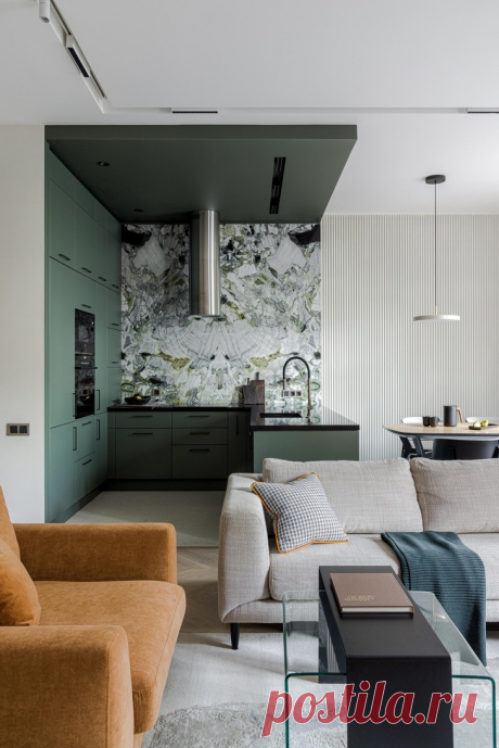 Московская квартира 130 м² в оливково-кофейной цветовой гамме | ELLEDECORATION