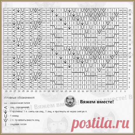 Узор в копилку. Схема: Вязунчик-Вяжем вместе