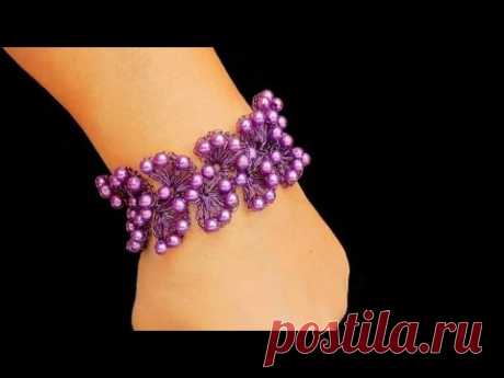 Pulsera tejida a crochet con alambres de cobre