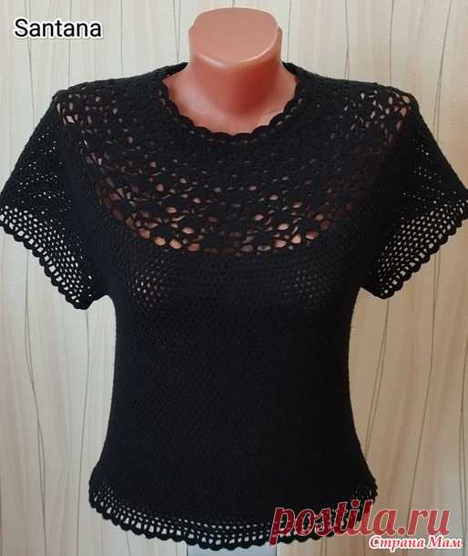 Чёрная кофточка на круглой кокетке - Вязание - Страна Мам