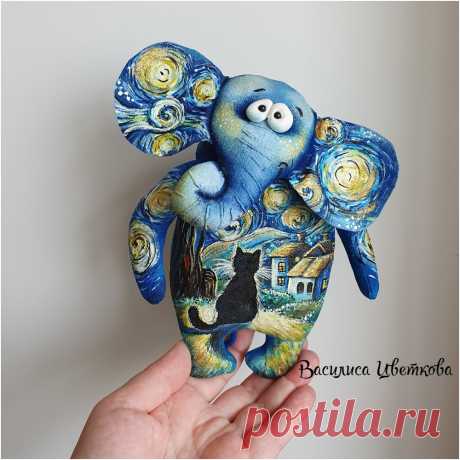 Синий слон. Слоник #слон #слоник #синийслон #слоняшки #текстильнаягрушка #грунтованныйтекстиль #ручнаяработа #хендмейд