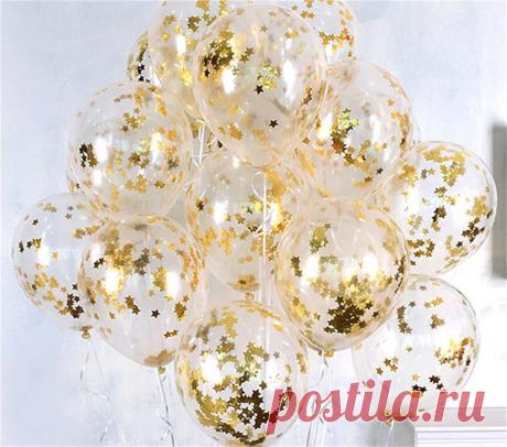10 шт./лот ясно воздушные шары Gold Star конфетти из фольги прозрачные воздушные шары с днем рождения Baby Shower Свадебная вечеринка украшения купить на AliExpress