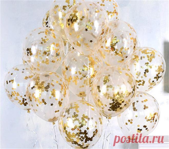 10 шт./лот ясно воздушные шары Gold Star конфетти из фольги прозрачные воздушные шары с днем рождения Baby Shower Свадебная вечеринка украшения купить на AliExpress