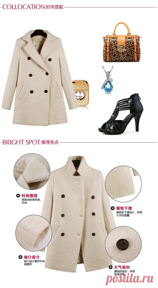 Omlesa2014 тонкий двубортный средней длины шерстяные верхняя одежда шерстяное пальто женский, принадлежащий категории Шерсть и сочетания и относящийся к Одежда и аксессуары для женщин на сайте AliExpress.com | Alibaba Group