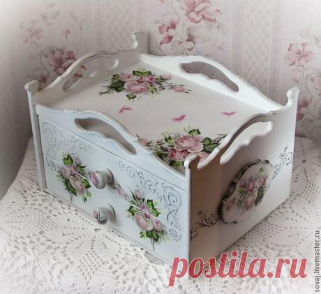 Купить Сервировочный короб - поднос с двумя ящиками "Очарование" - поднос, поднос шебби-шик
