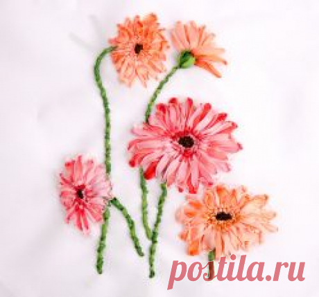 Вышивка шёлковыми лентами. Панно «Герберы» | Уроки творчества | Леонардо хобби-гипермаркет - сделай своими руками