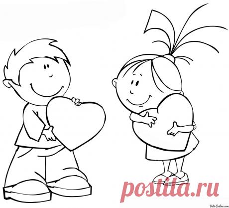 раскраска мальчик с девочкой - Поиск в Google