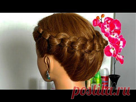 с плетением: &quot;Корзинка из узлов&quot;. Knot braid tutorial, hairstyle for long medium hair - YouTube
