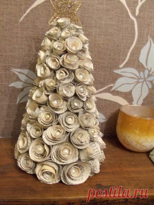 Ёлка из бумаги с розочками: красиво и просто — Сделай сам, идеи для творчества - DIY Ideas