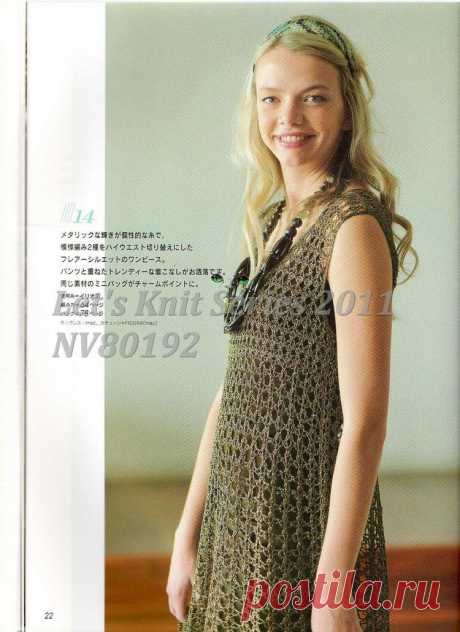 Платье-туника крупным ажуром, крючком. Схемы. / 网易博客