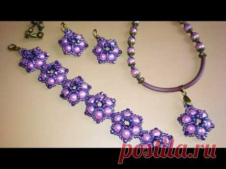 A set of jewelry. Комплект украшений. МК цветочка