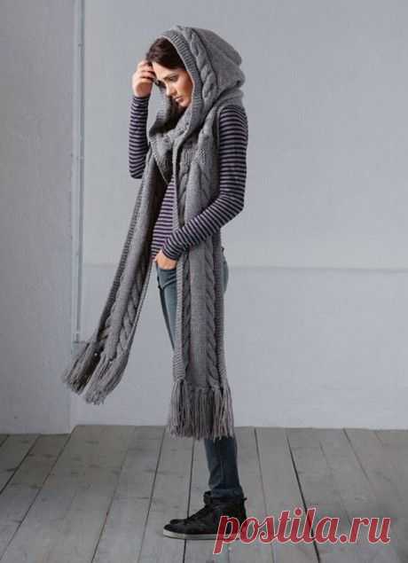 Шарф-капюшон спицами, 20 схем и описаний для вязания шарфа, Вязание для женщин