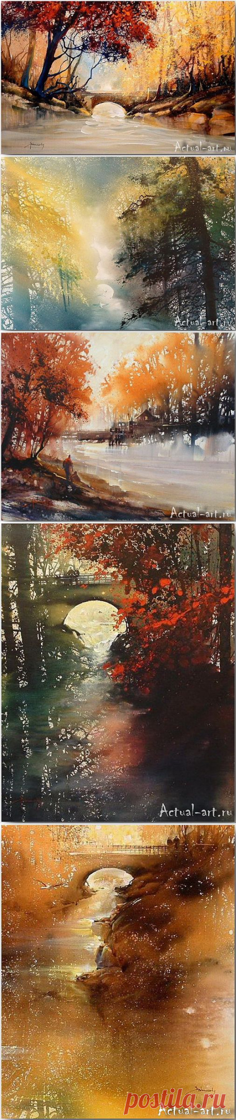 Акварельная осень Роланда Палмаэртса (Roland Palmaerts) | Actual-art.ru