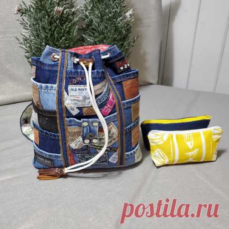 Уникальный ручной работы Малый рюкзак 100% переработанных | Etsy