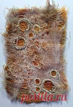 rust and eco dyed fibre with freeform embroidery - Google Search