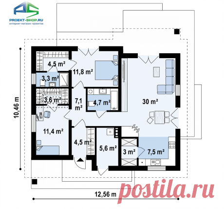 Проект z316: с мансардой кирпич/блоки, площадь - 97 м2 | Готовые проекты домов - Proekt-shop