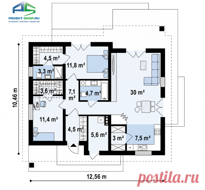 Проект z316: с мансардой кирпич/блоки, площадь - 97 м2 | Готовые проекты домов - Proekt-shop